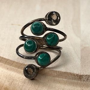 Natural Sublime quality Malachite .925 Sterling Silver ring size 7,5